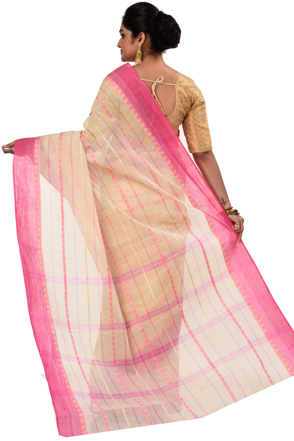 Pink Pure Cotton Boysko Tant Saree (429)